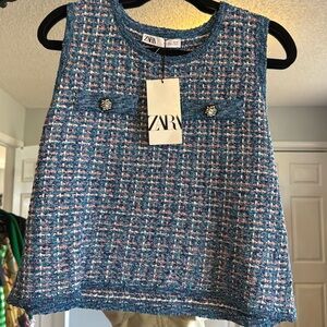 Zara tweed sleeveless top size L